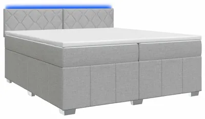 Zdjęcie produktu dla vidaXL Łóżko sprężynowe z materacem jasnoszare 200 x 200 cm tkanina