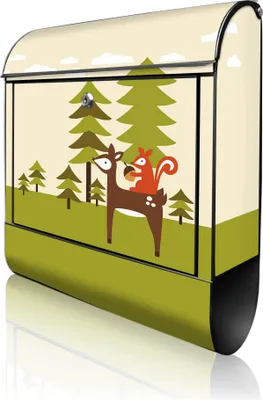 Produktbild von banjado Design Briefkasten Stahl schwarz mit Zeitungsfach pulverbeschichtet "Heimweg" 38x46x12,5cm & 2 Schlüssel - Postkasten A4 Einwurf inkl. Montagematerial [BKSCH 11010]