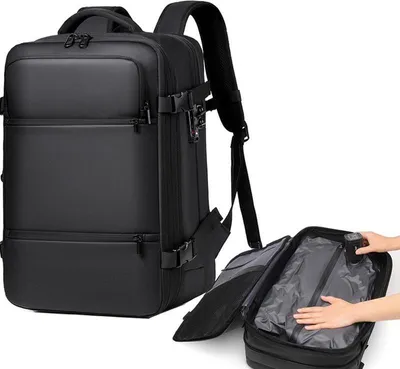 Obrázek produktu pro Mobilly vakuový kompresní cestovní batoh 20-39L – rozšiřitelný, ochrana proti krádeži, kapsa