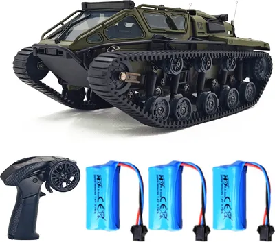 Obrázek produktu pro Tank na dálkové ovládání, terénní vozidlo na hraní s frekvencí 2,4 GHz, otáčení o 360° a světla, dobíjecí pásové auto jako dárek pro chlapce a dívky