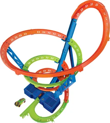 Produktbild von Hot Wheels Crash Spirale Trackset, Auto-Rennbahn Inkl. 1 Spielzeugauto