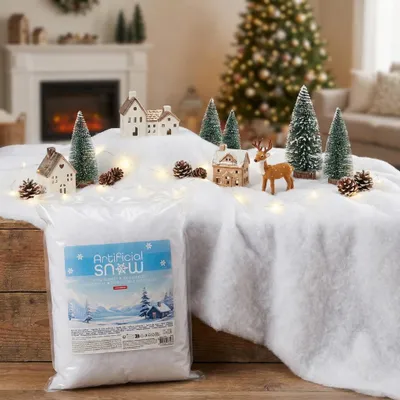 Image de Couverture de neige artificielle - Flocons de neige décoratifs pour paysages hivernaux - Blanc - 120x80 cm