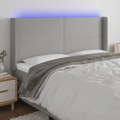 Produktbild von vidaXL LED Kopfteil Hellgrau 183x16x118/128 cm Stoff - LED Kopfteil - LED Kopfteile - Kopfteil - Bett-Kopfteil