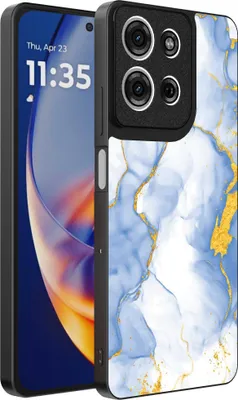 Obrázok produktu pre Fit pre Motorola Edge 50 Neo Phone Case with Light Blue Gold Marble Print - TPU Backcover Case Lightblue Gold Marble Design - Smartphonica