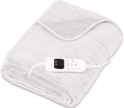 Zdjęcie produktu dla Unyqoos® Elektryczny koc polarowy, 160 x 120 cm, kolor kremowy – certyfikat SÜD GS, 9 stopni regulacji temperatury, timer i automatyczne wyłączanie, możliwość prania do 40°C, wyświetlacz cyfrowy