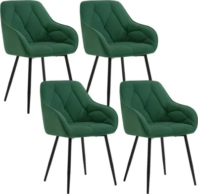 Produktbild von WOLTU Esszimmerstuhl, ergonomischer Sessel, aus Samt, Metallbeine : Dunkelgrün 4 Farbe: Dunkelgrün Stückzahl: 4