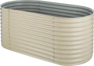 Produktbild von Blumfeldt Hochbeet aus Metall, Wetterfestes Stahlblech-Hochbeet für Balkon & Garten, Rostfreies Hochbeet Oval, Freistehende Hochbeete 200x80x100 cm, 1257L Pflanzkübel Groß für Blumen, Obst, Gemüse