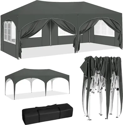 Obrázek produktu pro Zahradní pavilón – párty stan – stan pro zahradní párty – stan – venkovní stan – pavilón – s 6 odnímatelnými bočními stěnami