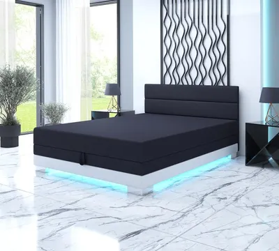 Obrázek produktu pro Jednolůžková postel 100x195 MORIA 2 s LED osvětlením - černá / bílá