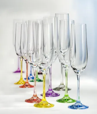 Produktbild von Sektgläser Rainbow Kristallglas Sektglas mehrfarbig 190 ml 6er Set Crystalex Bohemia