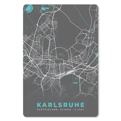 Produktbild von MuchoWow® Mauspad Mousepad Deutschland - Blau - Karlsruhe - Stadtplan - Karte 18x27 cm - Mousepads - Maus Mat - Pad - Mausunterlage