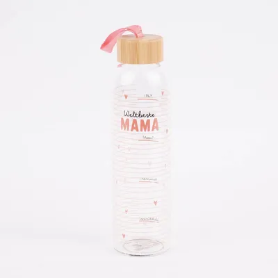 Produktbild von Grafik Werkstatt Trinkflasche aus Glas Weltbeste Mama Streifen Herzen 550ml