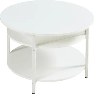 Produktbild von Couchtisch 'Kandas' mit Hebeplatte rund 70 x 49 cm Stahlgestell Weiß