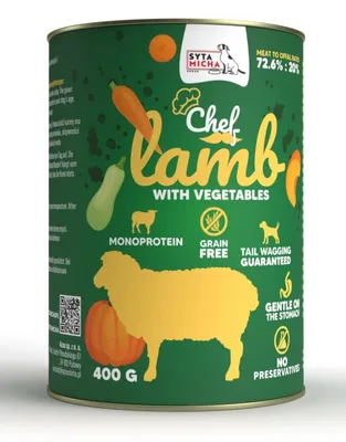 Produktbild von SYTA MICHA Lamm mit Gemüse Nassfutter für Hunde Dose 12x400g