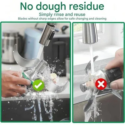 Produktbild von Kneepanen aus Edelstahl für Thermomix TM5 und TM6, leicht zu reinigen.