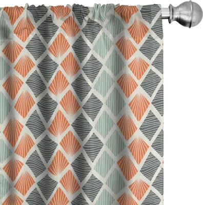 Produktbild von ABAKUHAUS Geometrisch Vorhänge, Gardinen, Quadratische Formen mit Linien Rhombus Geometric Design Elements, 2 Stück 75 x 245 cm, Grau Mandelgrün
