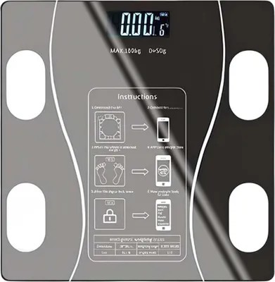 Image de Avizar, pèse-personne numérique intelligent en verre trempé robuste, noir