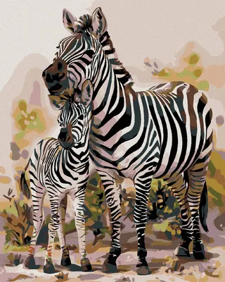 Produktbild von Zuty - Malen nach Zahlen - ZEBRA MIT JUNGEM, 40x50 cm, ohne Keilrahmen