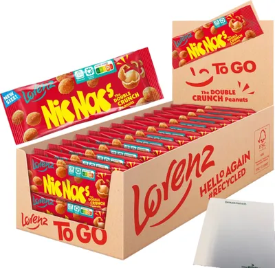 Produktbild von Lorenz Nic Nac Erdnüsse in knuspriger Teighülle geröstet mit pikanter Würzung (24x35g Beutel) + usy