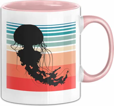 Produktbild von Quallen-Liebhaber Tasse Geschenkdiee Vintage Look Retro Becher (Rosa)