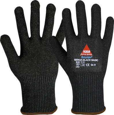 Obrázek produktu pro Rukavice proti pořezání CUT D "Genua Black Basic" 508506 - Hase Safety černá 9