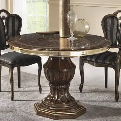 Produktbild von Casa Padrino Luxus Barock Esstisch Braun / Gold 110-150 cm -  Italy