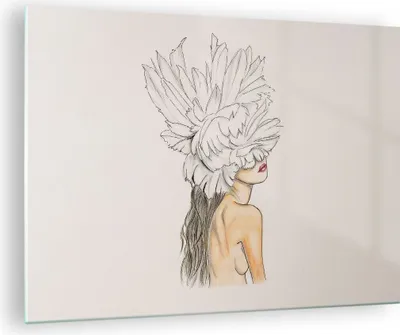 Produktbild von Bilder auf glas - Einteilig - Mode Frau Zeichnung - 70x50cm - Glasbilder - Wandbilder - Bilder - zum Aufhängen bereit - Wanddekoration aus Glas - Glas Bilder - Wandbild auf Glas - GAA70x50-4873