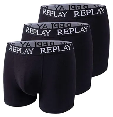 Produktbild von Replay - Boxershorts für Herren, Abgenähter Hosenschlitz (3er-Pack) NA499 (S) (Schwarz)