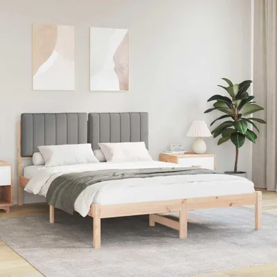 Productafbeelding van Maison Exclusive - Bedframe met gestoffeerd hoofdeinde, lichtgrijs, 140 x 190 cm