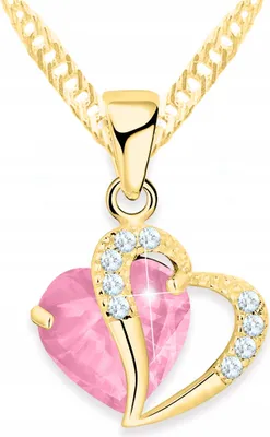 Image de Collier en or avec un cœur rose en cristal, ARGENT 925