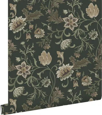Obrázek produktu pro ESTAhome Tapety květinový vzor černá a zelená 53 cm x 10,05 m