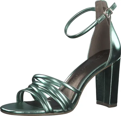 Produktbild von MARCO TOZZI Damen Sandalette Metallic Riemchen Blockabsatz 2-28386-20, Größe:37 EU, Farbe:Grün