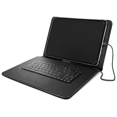 Zdjęcie produktu dla Składane etui na 10-calowy tablet z klawiaturą USB-C AZERTY i podstawką - czarne