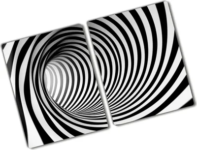 Produktbild von Tulup Glas Herdabdeckplatte - 2x40x52 cm - Glaskeramikkochfeld-Abdeckung Spritzschutz Glasabdeckplatte Kochplattenabdeckung und Schneidebrett - Zweiteilig - Kunst: modern & klassisch - 3D-Tunnel - Schwarzweiß