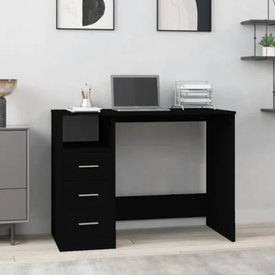 Produktbild von Möbel Schreibtisch mit Schubladen Schwarz 102x50x76 cm Holzwerkstoff - Schreibtische &27567
