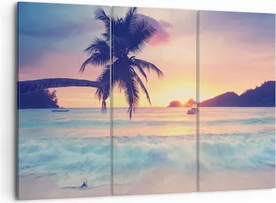 Produktbild von Bild auf Leinwand - Leinwandbild - Meer Strand Palme - 105x70cm - Wand Bild - Wanddeko - Wandbilder - Leinwanddruck - Bilder - Kunstdruck - Wanddekoration - Leinwand bilder - Wandkunst - CE105x70-3992