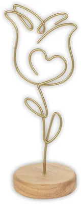 Produktbild von Fotohalter Blume mit Herz aus Metall und Holz 6x17 cm Gold ZEP Celeste
