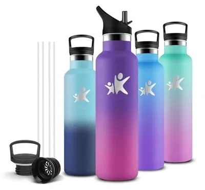 Produktbild von Edelstahl Trinkflasche 750ml, BPA-frei, auslaufsicher, mit Strohhalm, Thermos