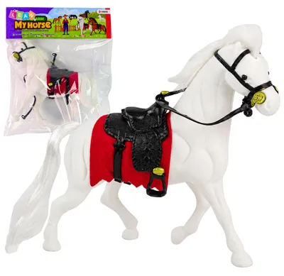 Produktbild von LeanToys Weißes Pferd Sattelfarm Figur, KI-generiertes Bild