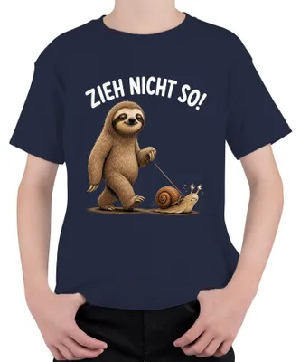 Produktbild von Zieh nicht so Faultier Schnecke lustig Geschenk Geburtstag Uni Kinder T-Shirt Faultier, Navy, 152