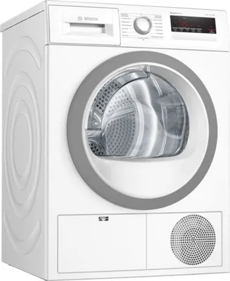 A white Bosch Serie 4 dryer is shown from a three-quarter angle against a white background.
