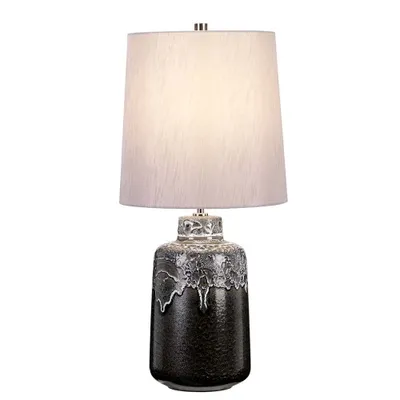 Zdjęcie produktu dla Lampa stołowa ceramiczna Woolwich czarno-biała-srebrna 1xE27x60W ceramika / gips wym:65x30x18cm IP20 Elstead