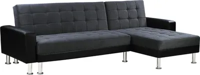 Produktbild von Ecksofa reversibel mit Schlaffunktion "Theo" - 4 Personen - Schwarz/Grau