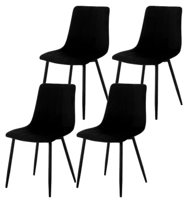 Produktbild von Esszimmerstühle 4er Set, für Schlafzimmer, Küche und Wohnzimmer, gepolsterte Küchenstühle mit Rückenlehne und Metallbeinen, Sitzfläche aus Samt, Schwarz