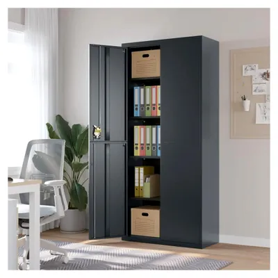 Produktbild von Aktenschrank hoch, anthrazit, 90x40x200 cm, 4 Einlegeböden, abschließbar
