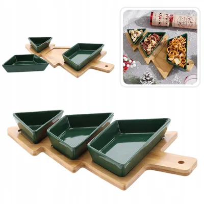 Produktbild von Weihnachten Vorspeisen Servier-Set: Weihnachtsbaum – 3 Schalen
