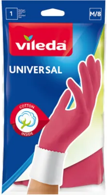 Product packaging for Vileda Universal cleaning gloves.