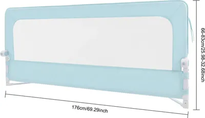 Produktbild von Kinder Bettgitter - Klappbarer Rausfallschutz 176 cm - Höhenverstellbar - Für Matratzen 5–28 cm - Bettseitenmontage - Grün