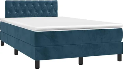 Image de vidaXL Lit boxspring avec matelas bleu foncé 120x190 cm velours