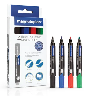 Zdjęcie produktu dla Magnetoplan 12281, 4 szt., Czarny, Niebieski, Zielony, Czerwony, Czarny, Niebieski, Zielony, Czerwony, Okrągły, 1,5 mm, 3 mm